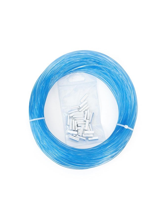 BLUEWING 100yd Outrigger Line Rigging Kit Mono with 40pcs Aluminum Sleeve Crimps and 400LB Test Monofilament Fishing Wire, Blue - Image 1